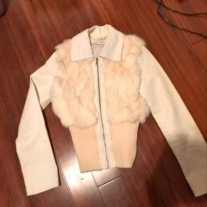 Womens fitted leather jacket with fur